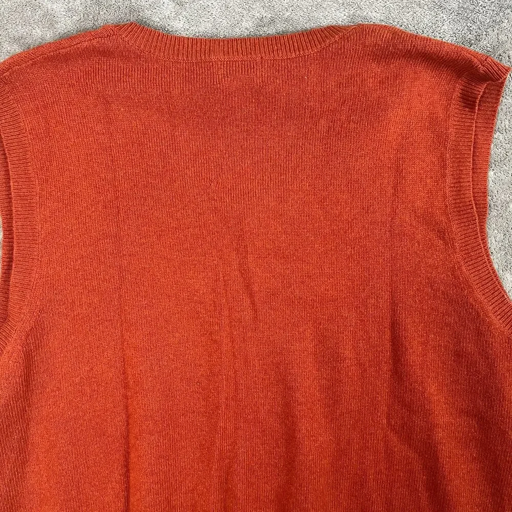 LL Bean Sweater Vest Mens‎ XXL 100% Cashmere Burnt Orange Classic Preppy